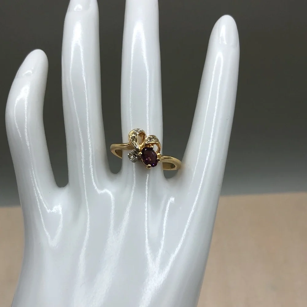 Vintage 8k Gold Electroplated Faux Gemtsone Costume Ring